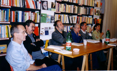 Presentazione rivista Fermenti n. 226, da sinistra Francesca Muzzioli, Marco Palladini, Mario Lunetta
